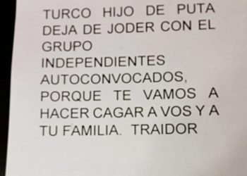 Referente de comerciantes autoconvocados recibió una nota con amenazas