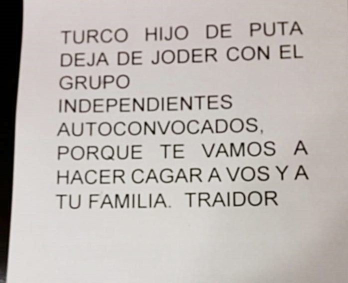 Referente de comerciantes autoconvocados recibió una nota con amenazas